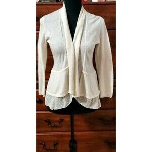 Anthropologie Angel of the North Open Ivory Cardigan Sweater w/cashmere- Sz S